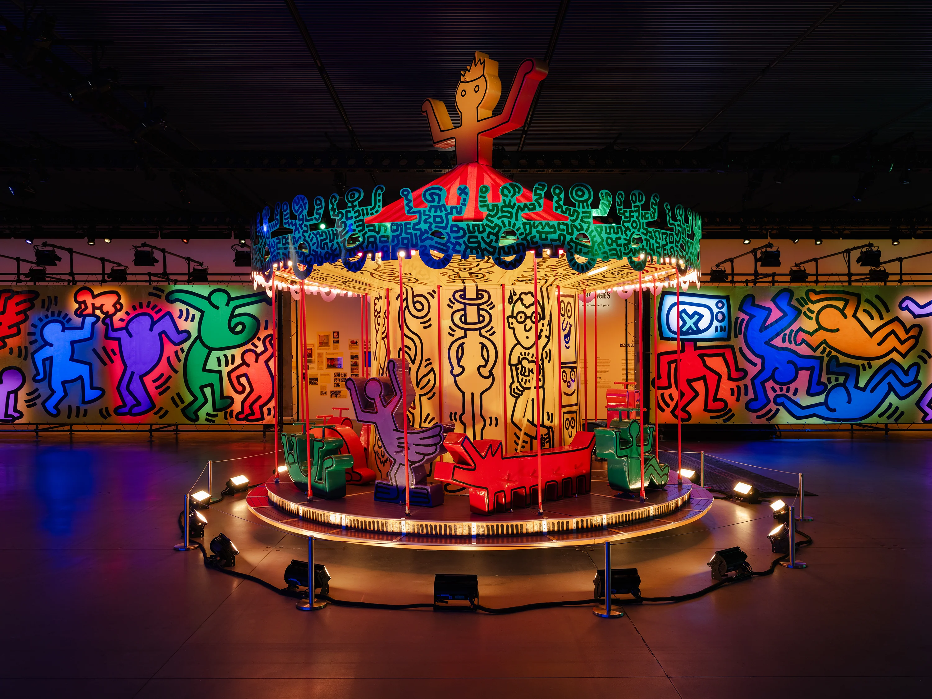 Luna Luna art amusement park rides glowing at night